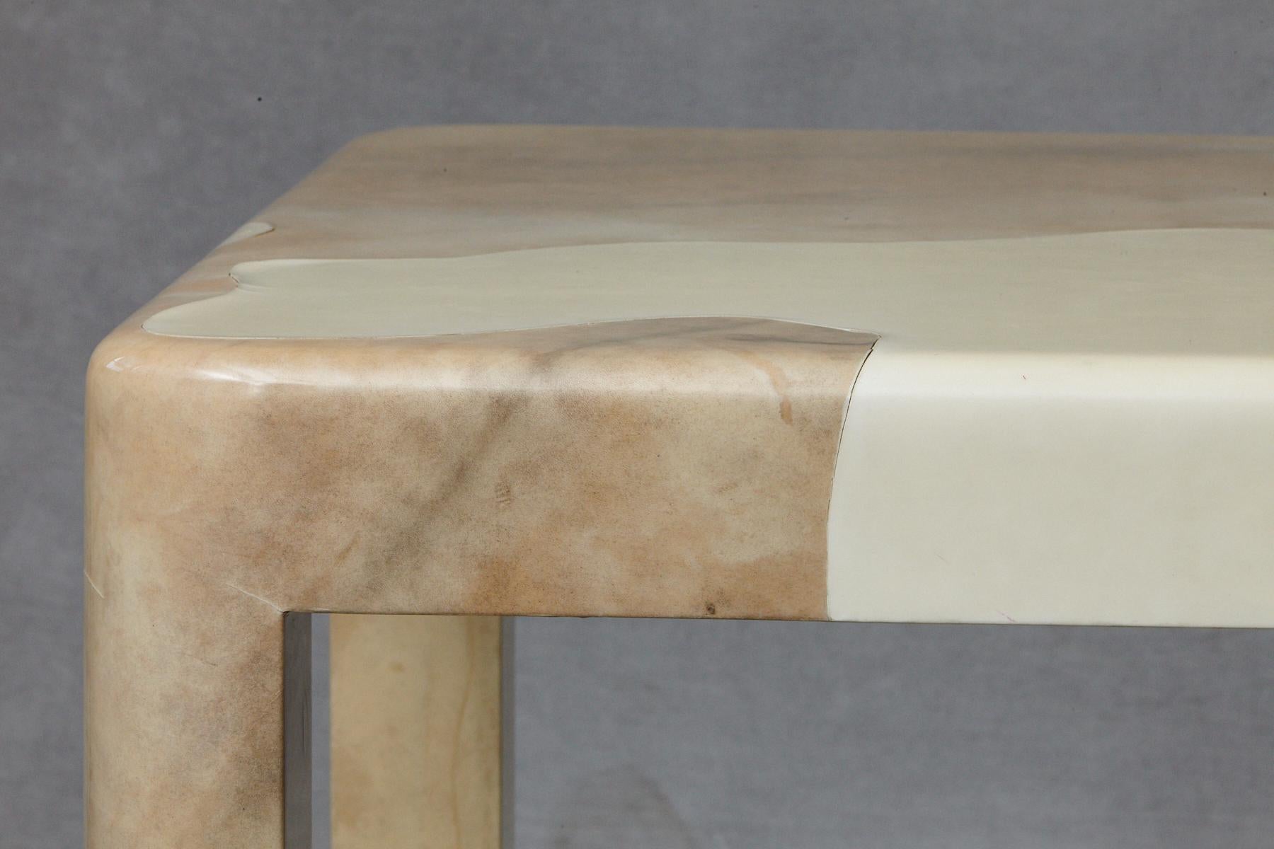 Goatskin Covered Square Dining Table by Karl Springer 4