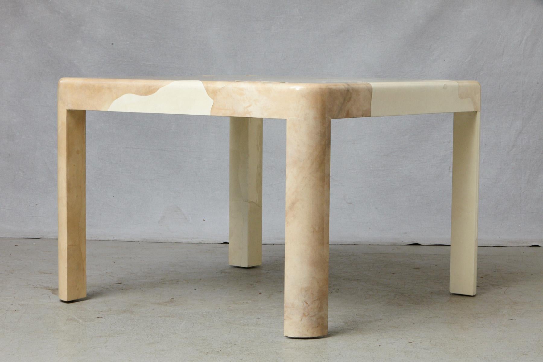 Goatskin Covered Square Dining Table by Karl Springer 13