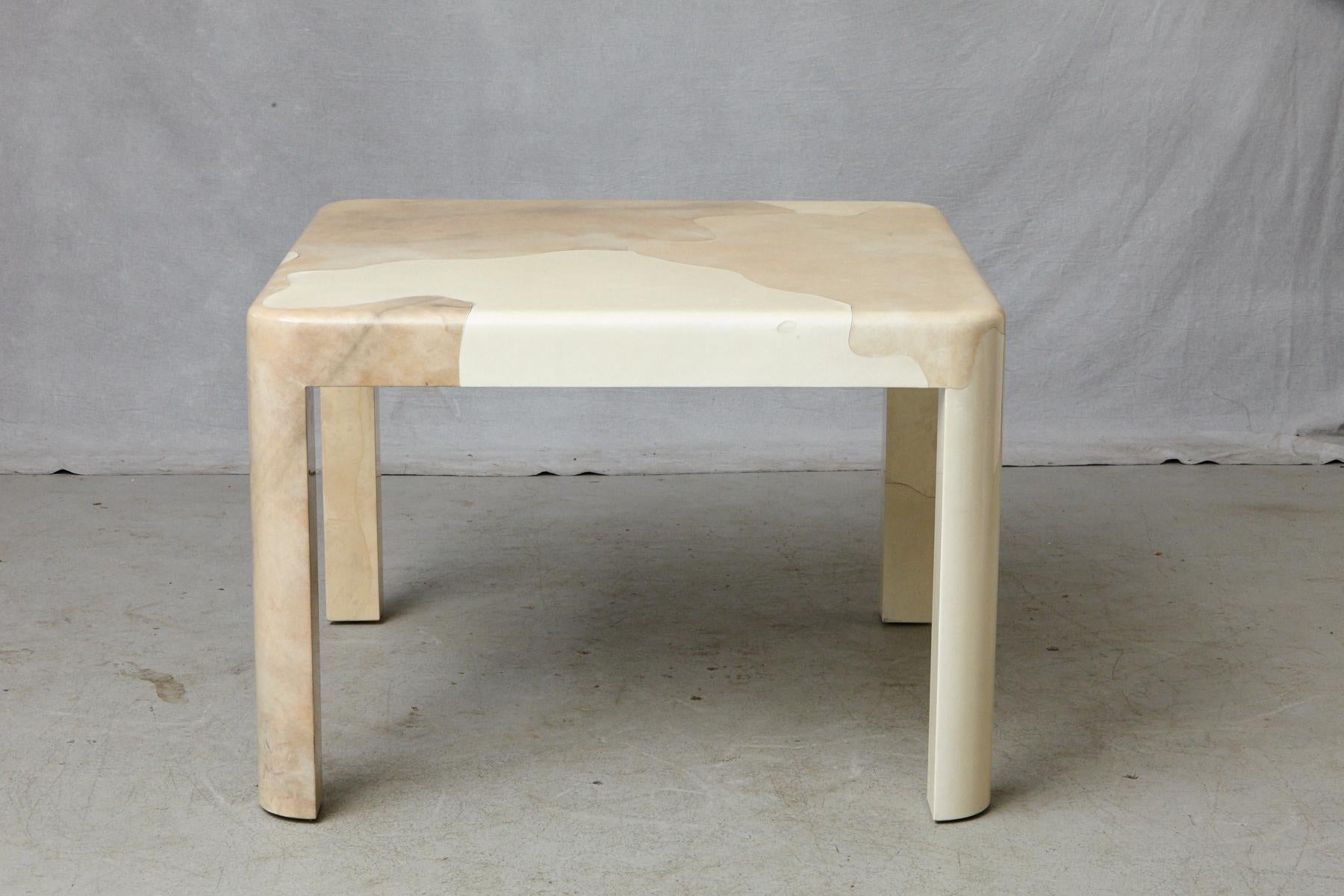 Goatskin Covered Square Dining Table by Karl Springer In Good Condition In Pau, FR