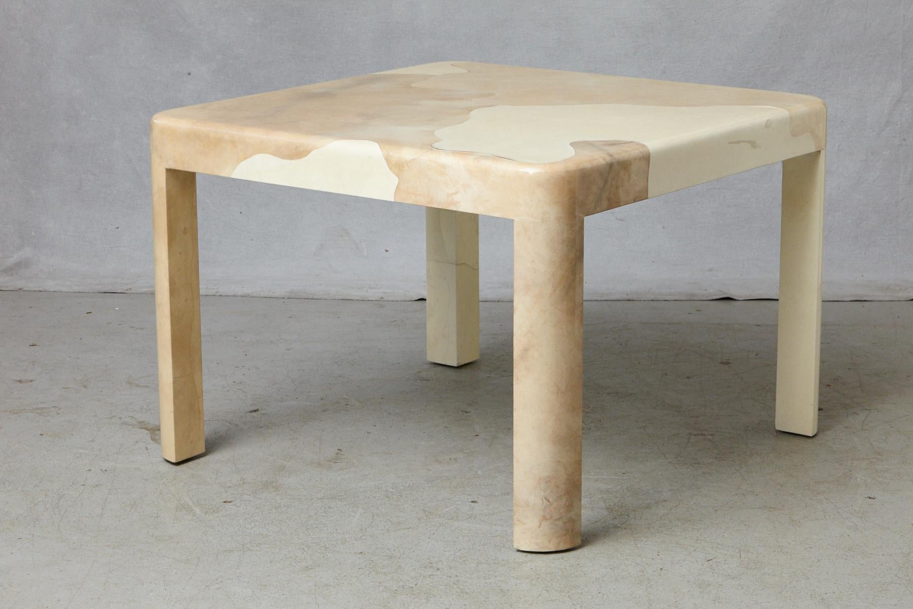 Late 20th Century Goatskin Covered Square Dining Table by Karl Springer
