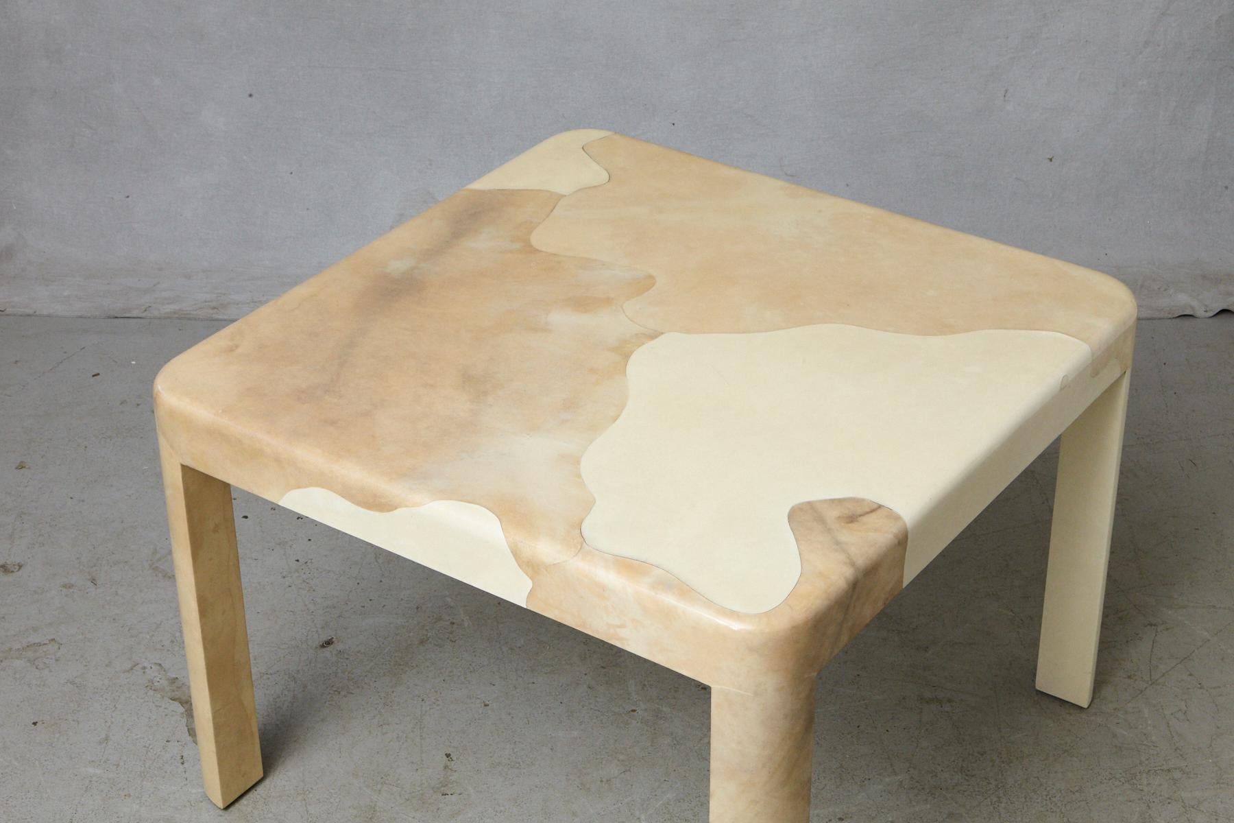 Goatskin Covered Square Dining Table by Karl Springer 1