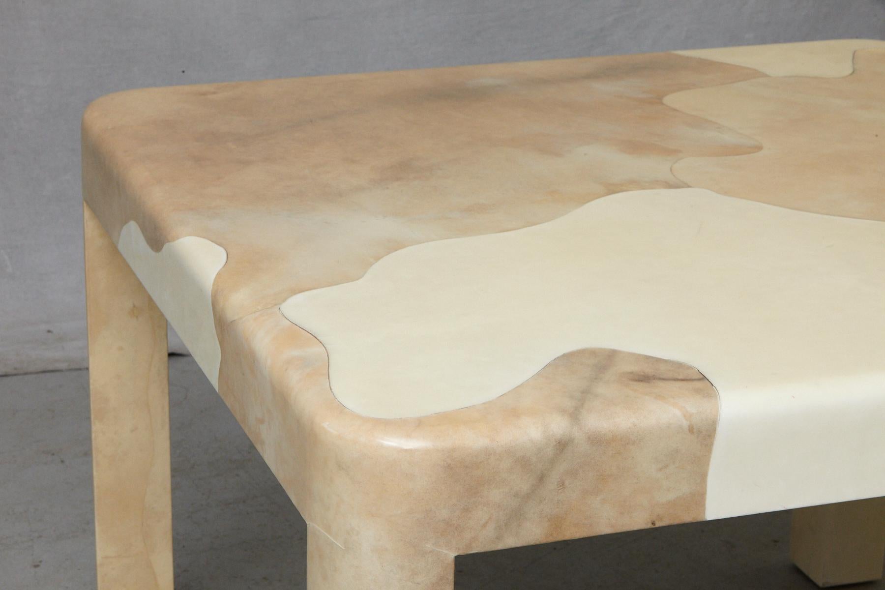 Goatskin Covered Square Dining Table by Karl Springer 2