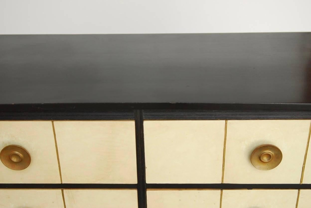 Goatskin Ebonized Chest in the Manner of Paul Frankl In Good Condition In Rio Vista, CA