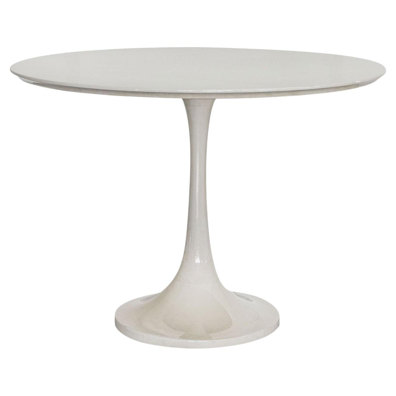 Goatskin Flute Round White Pedestal Table For Sale