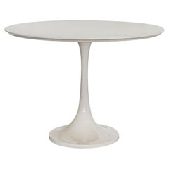 Goatskin Flute Round White Pedestal Table