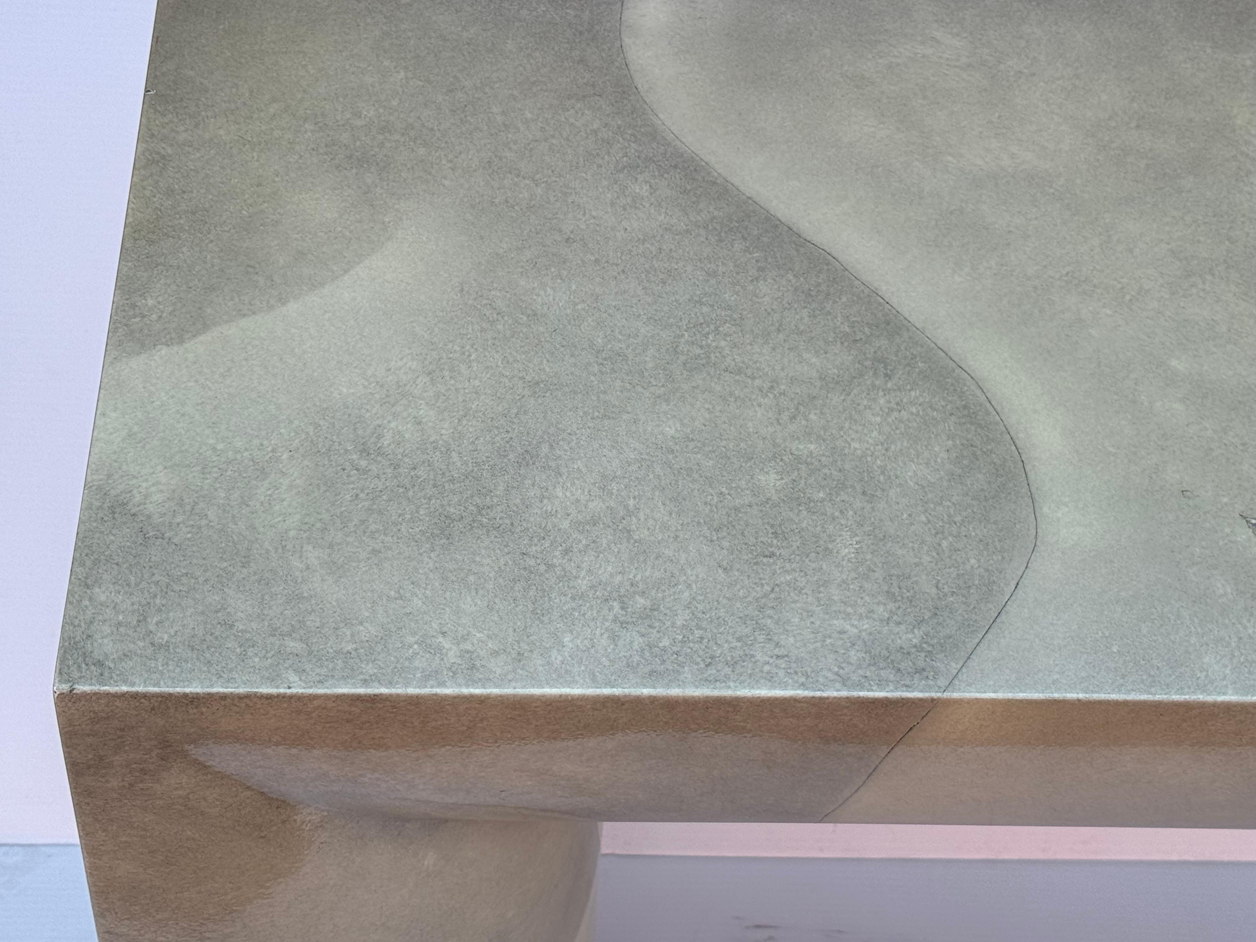 Late 20th Century Goatskin Long Chic Lacquered Console Table with Chrome Base Karl Springer Style For Sale