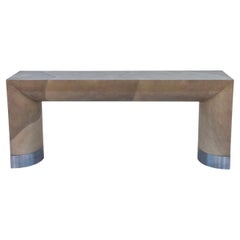 Ziegenleder Long Chic Lackierter Konsolentisch mit Chromfuß Karl Springer Style