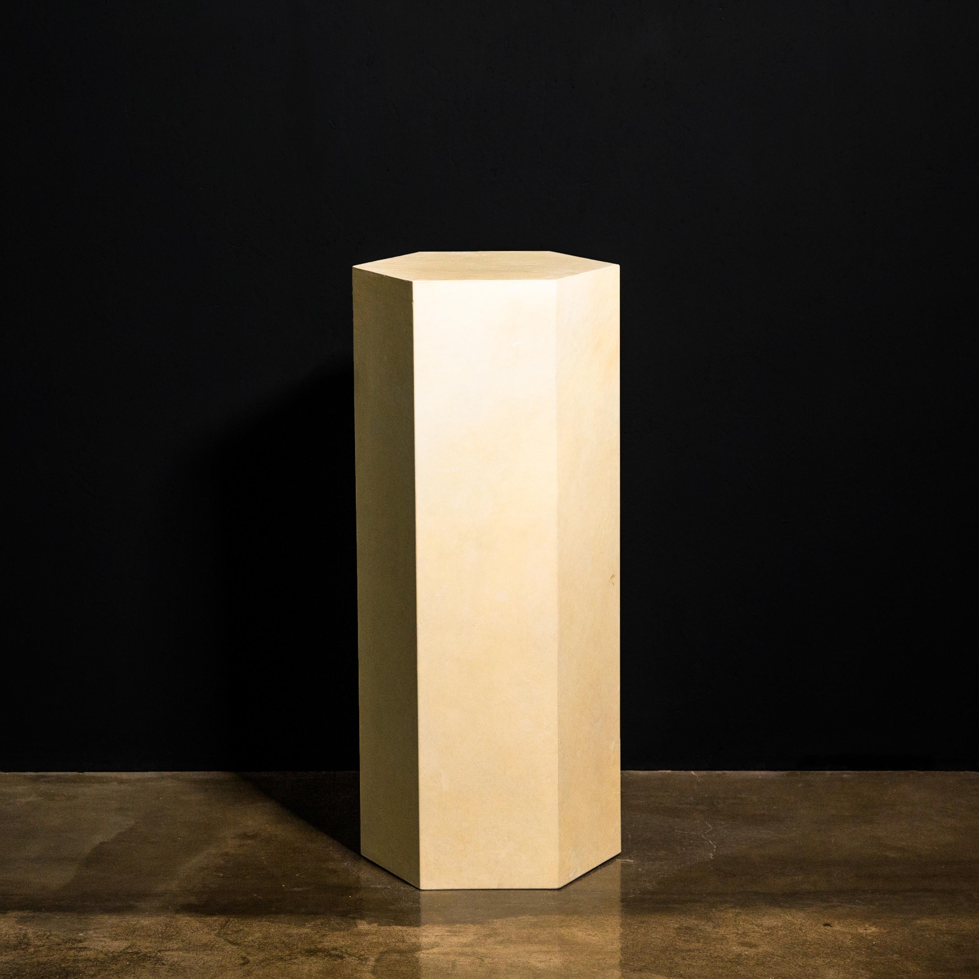 Goatskin Modern Minimal Side Table by Costantini, Pergamino Hex Alto, In Stock In New Condition For Sale In New York, NY