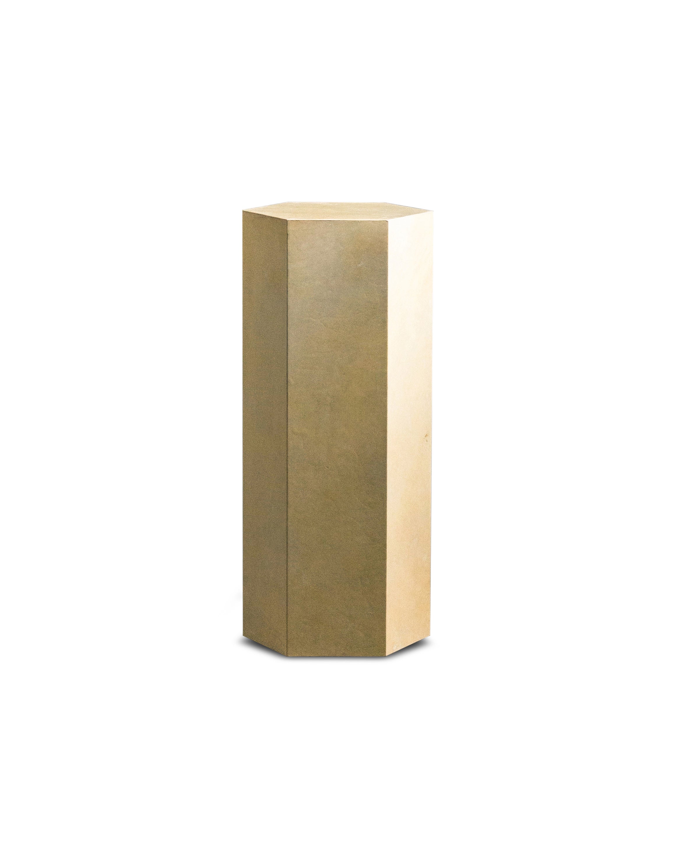 Goatskin Modern Minimal Side Table by Costantini, Pergamino Hex Alto, In Stock For Sale