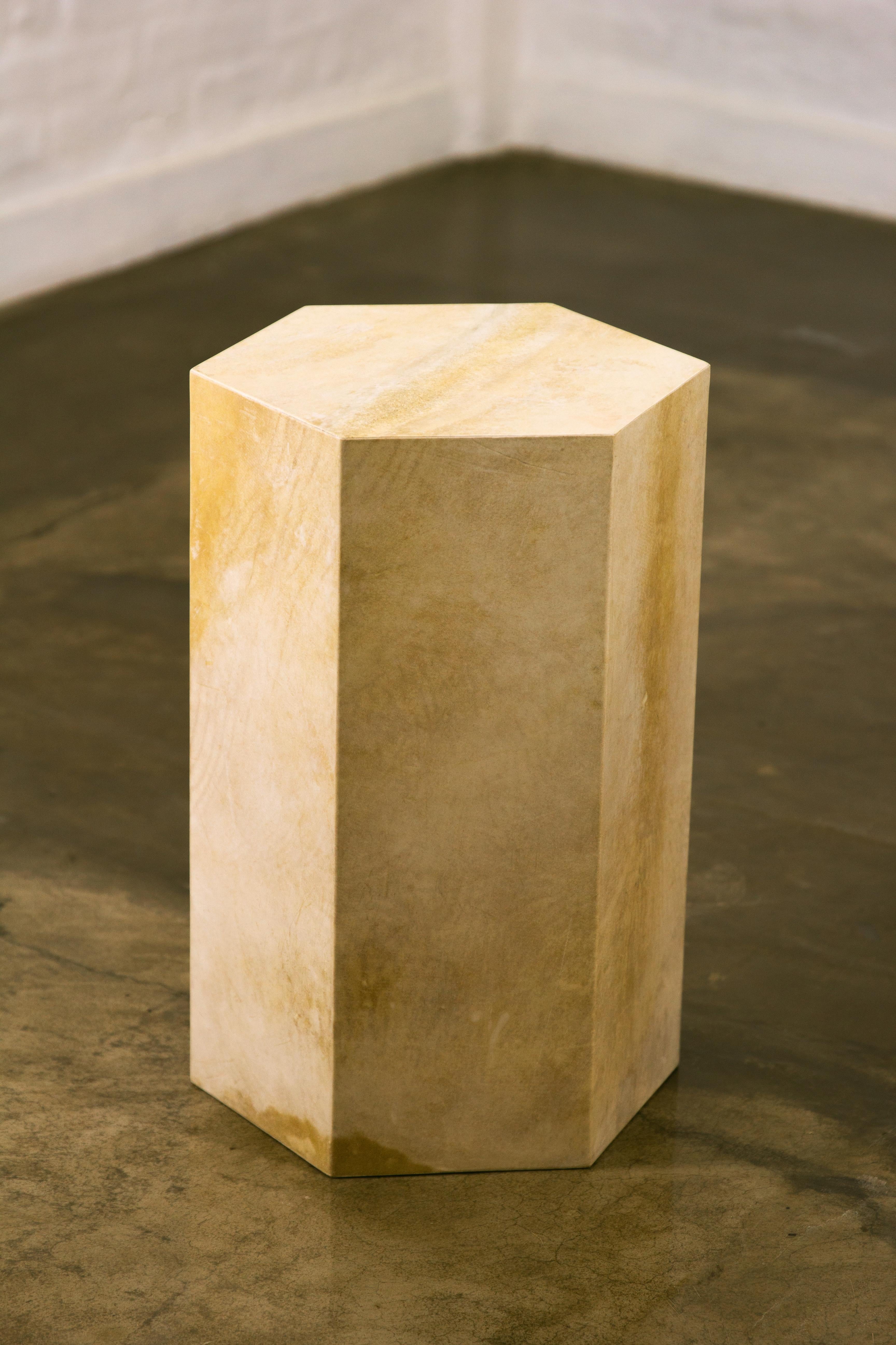 Goatskin Modern Minimal Side Table from Costantini, Pergamino Hex 'In Stock' In New Condition In New York, NY