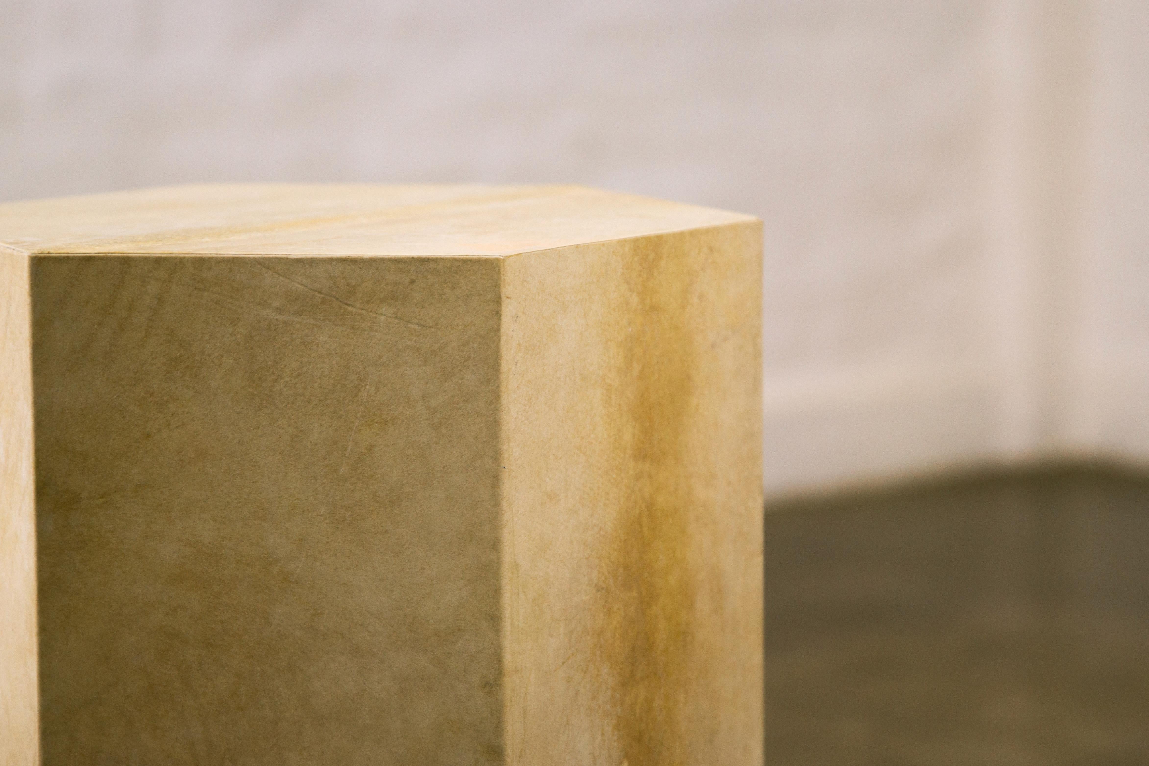 Mesa auxiliar minimalista moderna de piel de cabra de Costantini, Pergamino Hex 