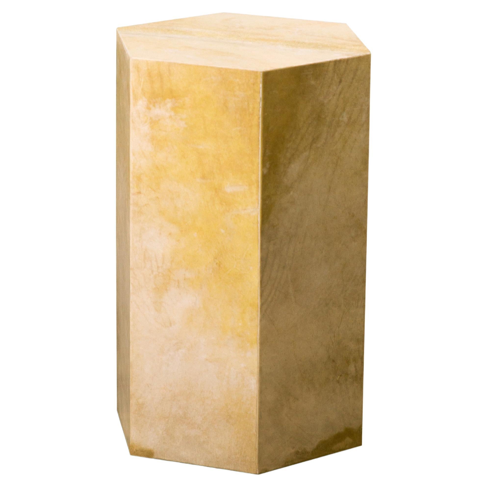 Goatskin Modern Minimal Side Table from Costantini, Pergamino Hex "in Stock"  For Sale