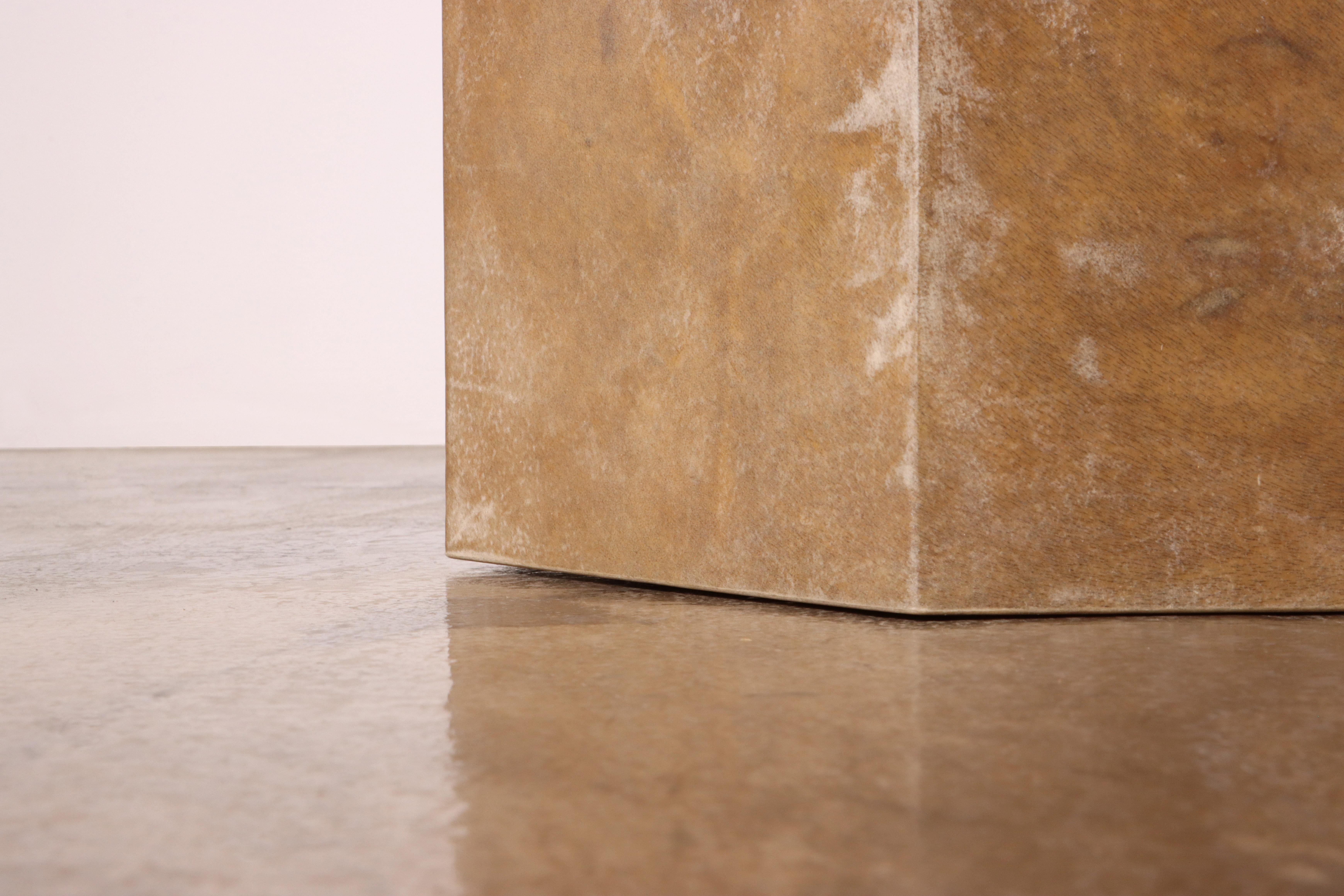 Goatskin Modern Side Table by Costantini, Pergamino Hex Caramel, In Stock  For Sale 8