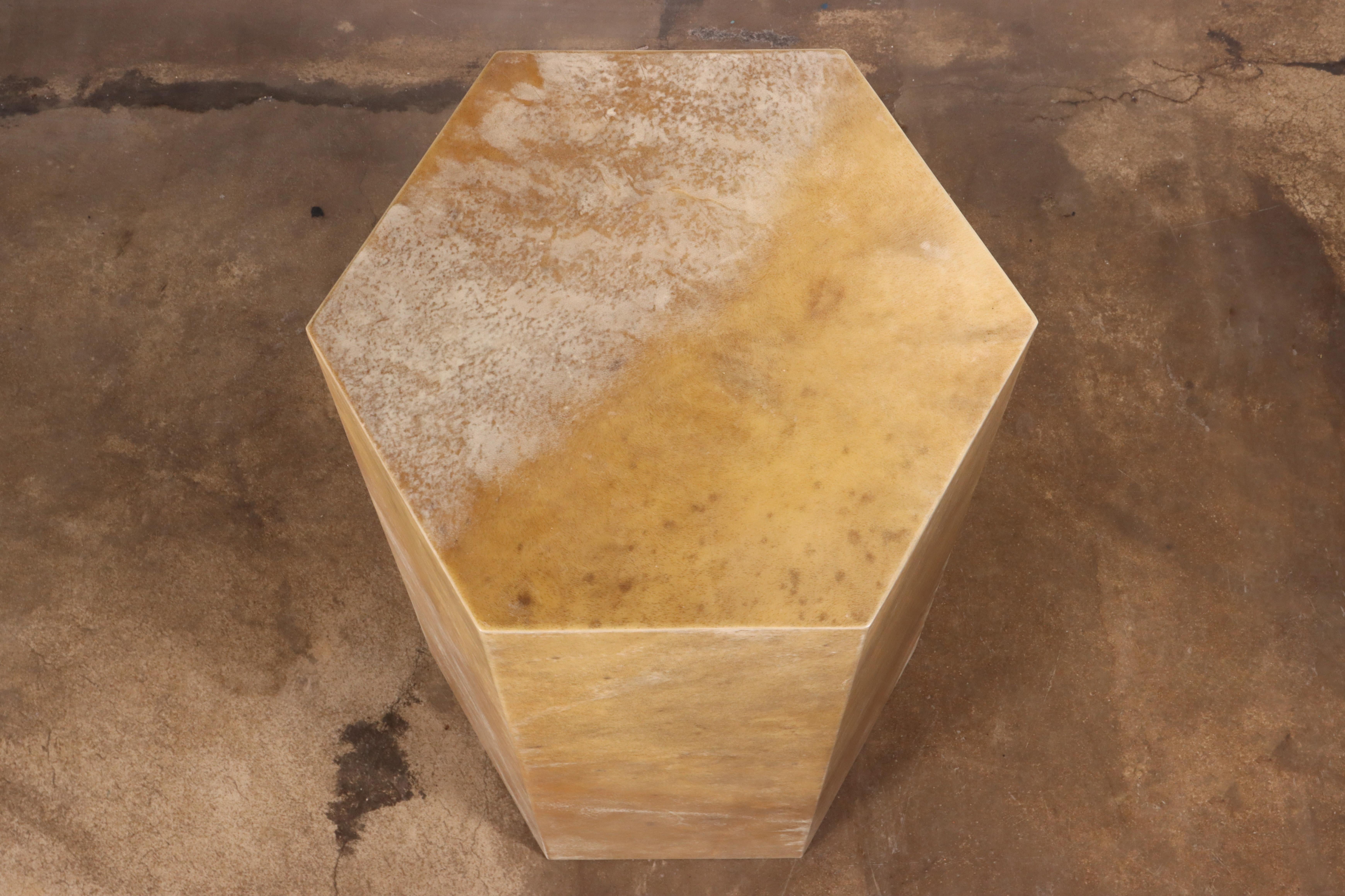 Goatskin Modern Side Table by Costantini, Pergamino Hex Caramel, In Stock  For Sale 9