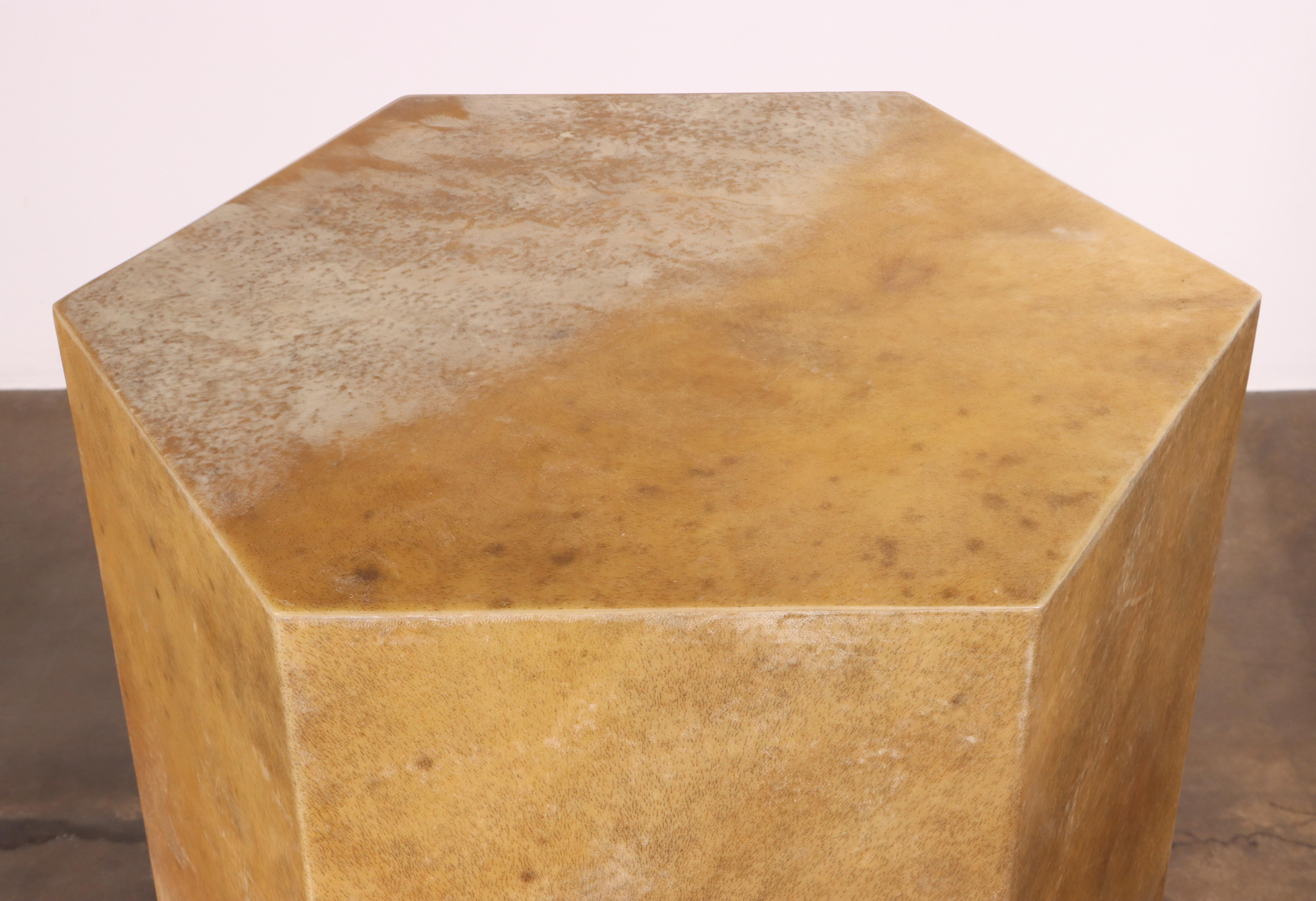 Goatskin Modern Side Table by Costantini, Pergamino Hex Caramel, In Stock  For Sale 2