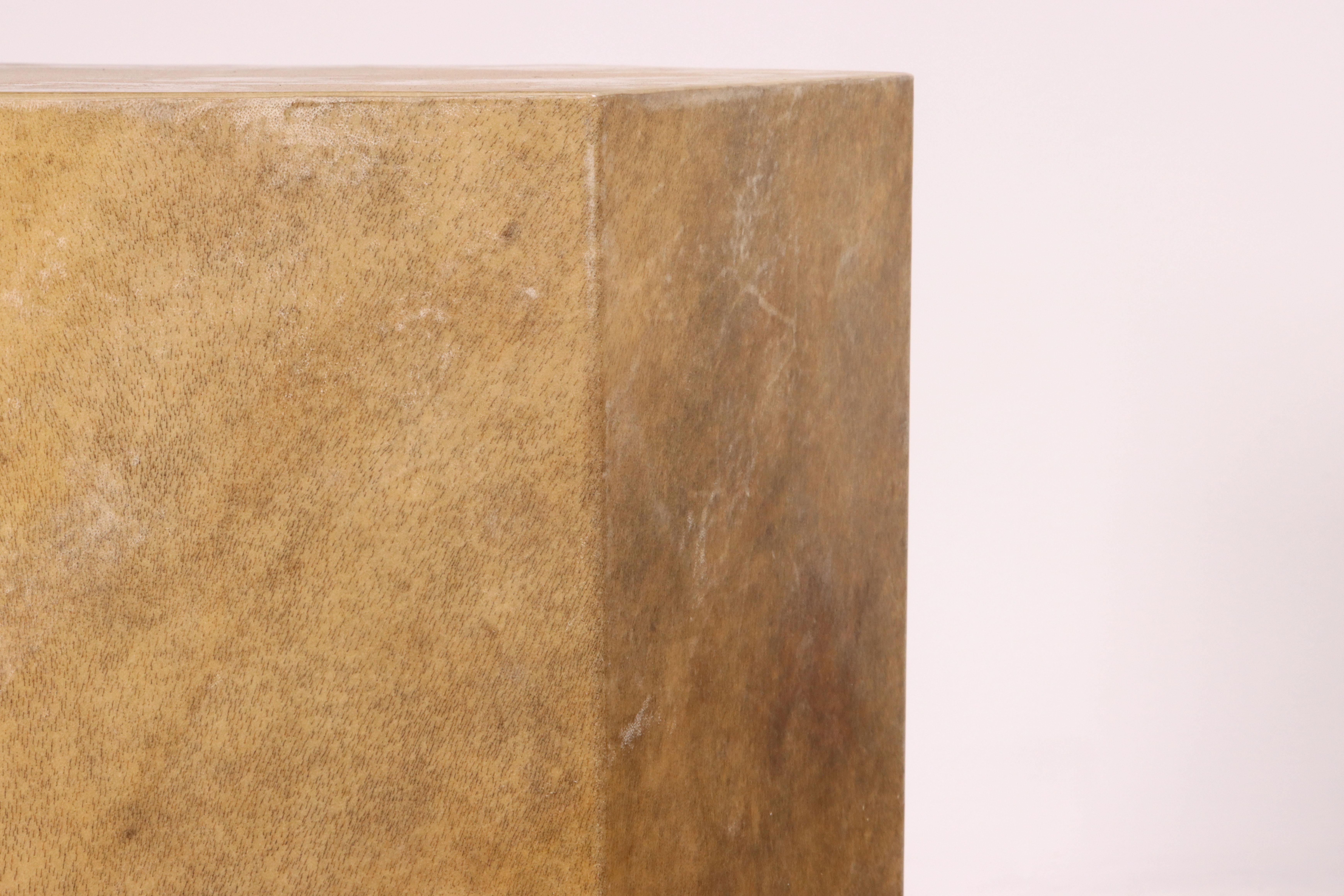 Goatskin Modern Side Table by Costantini, Pergamino Hex Caramel, In Stock  For Sale 3
