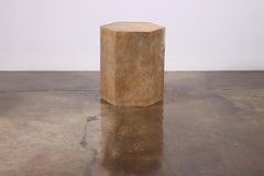 Goatskin Modern Side Table by Costantini, Pergamino Hex Chico Caramel