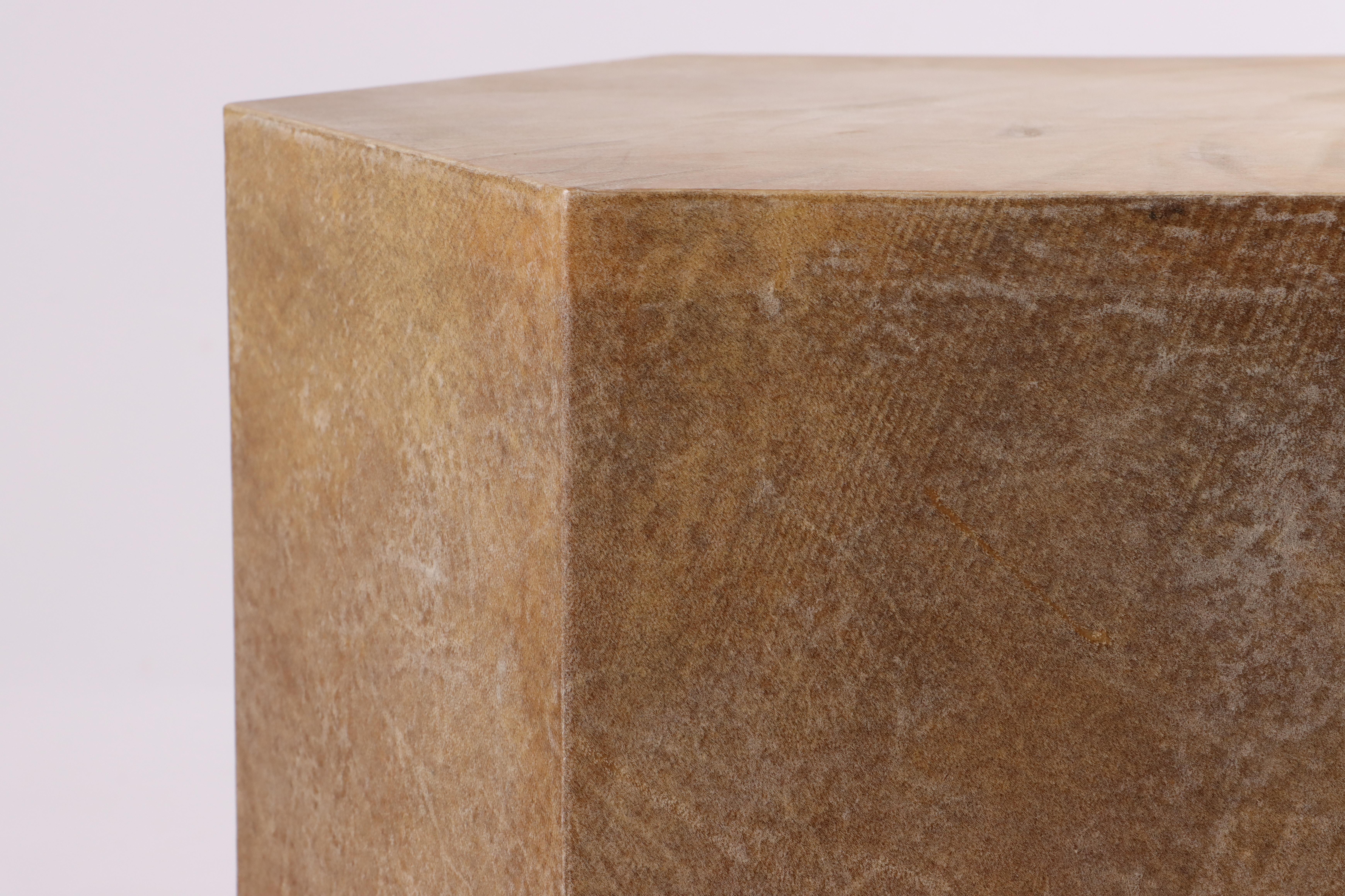 Goatskin Modern Side Table by Costantini, Pergamino Hex Chico Caramel In New Condition For Sale In New York, NY