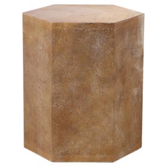 Goatskin Modern Side Table by Costantini, Pergamino Hex Chico Caramel 'in Stock'