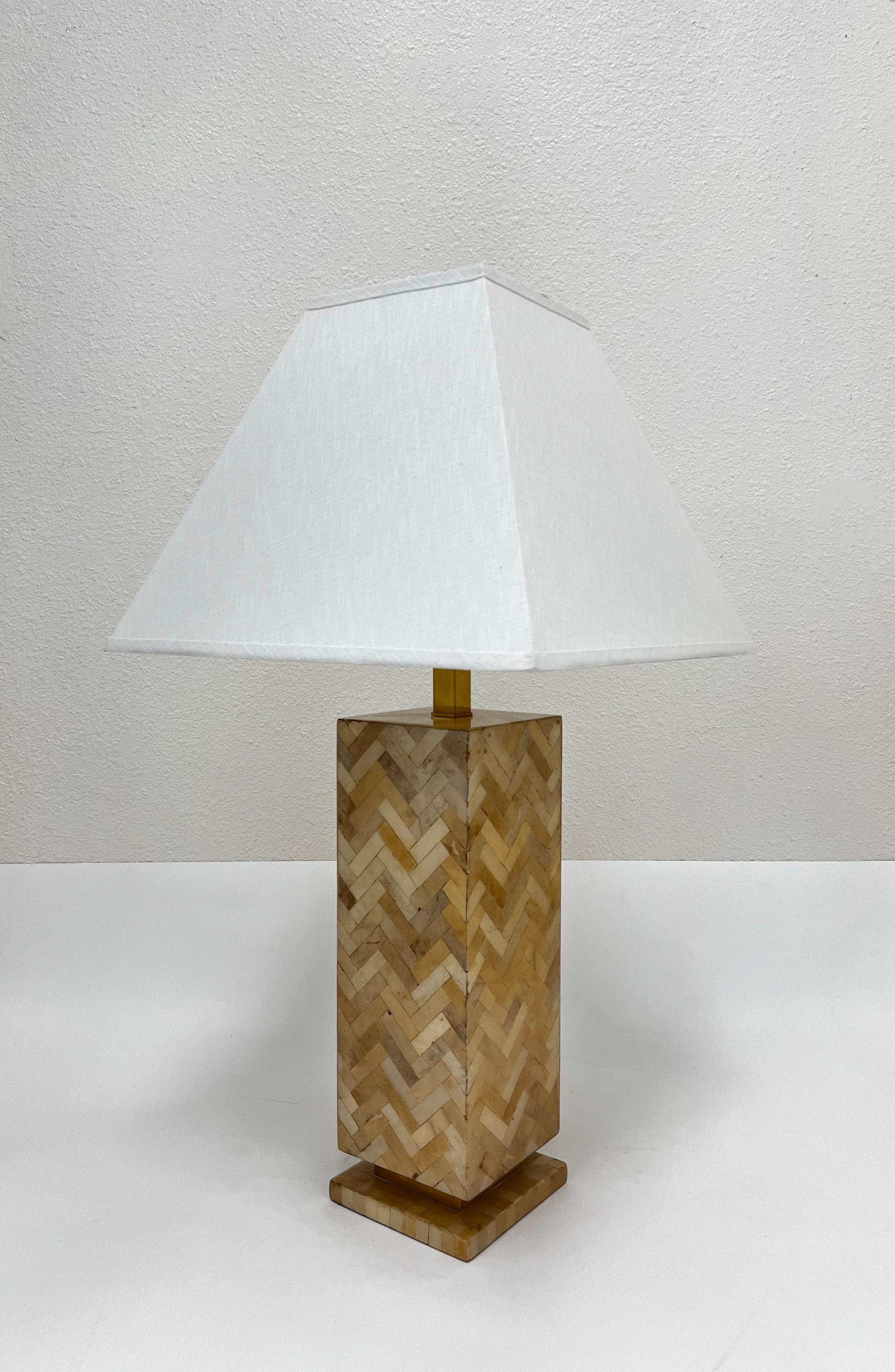 Modern Goatskin Parchment and Brass Table Lamp by Enrique Garcel For Sale
