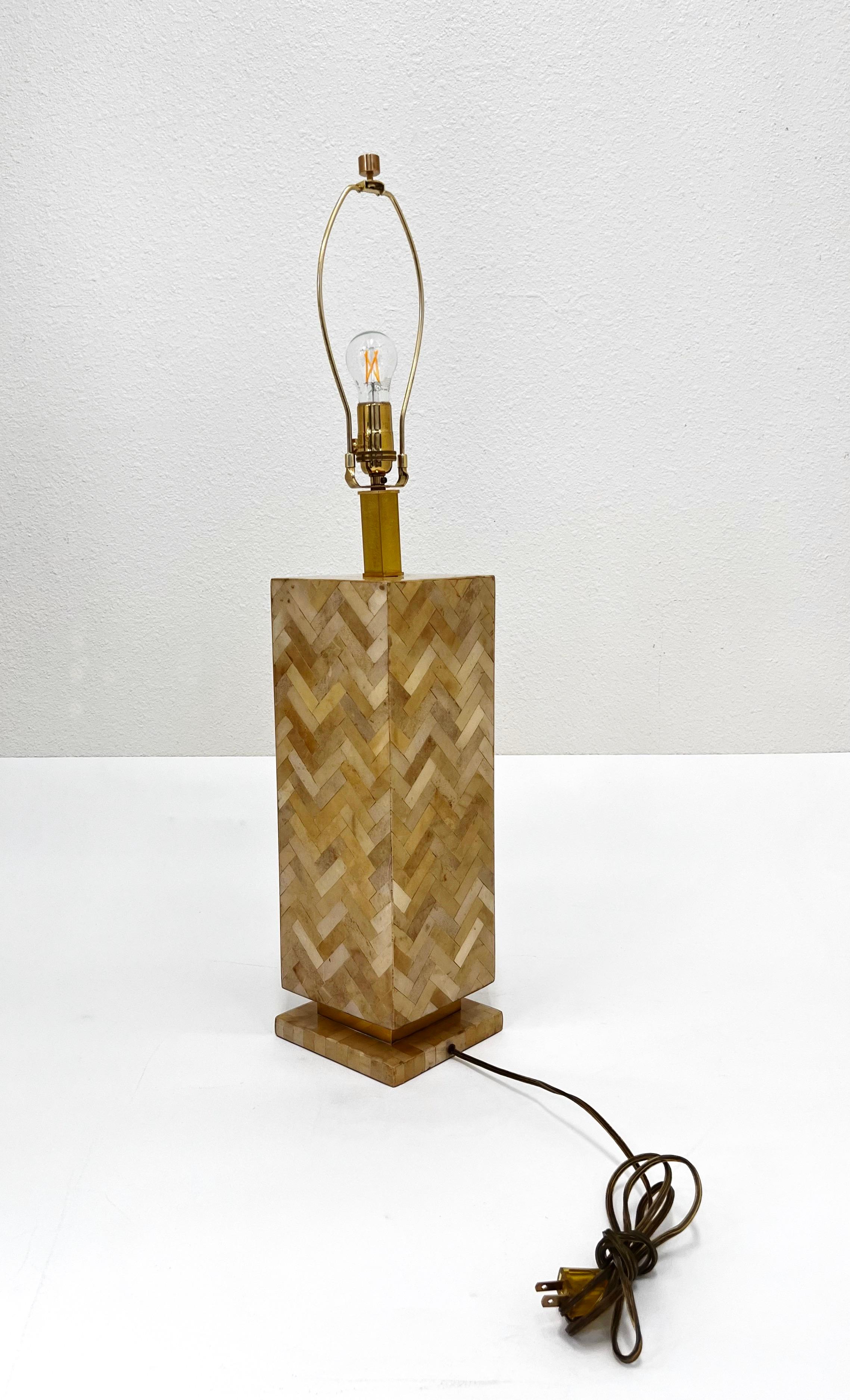 Linen Goatskin Parchment and Brass Table Lamp by Enrique Garcel For Sale