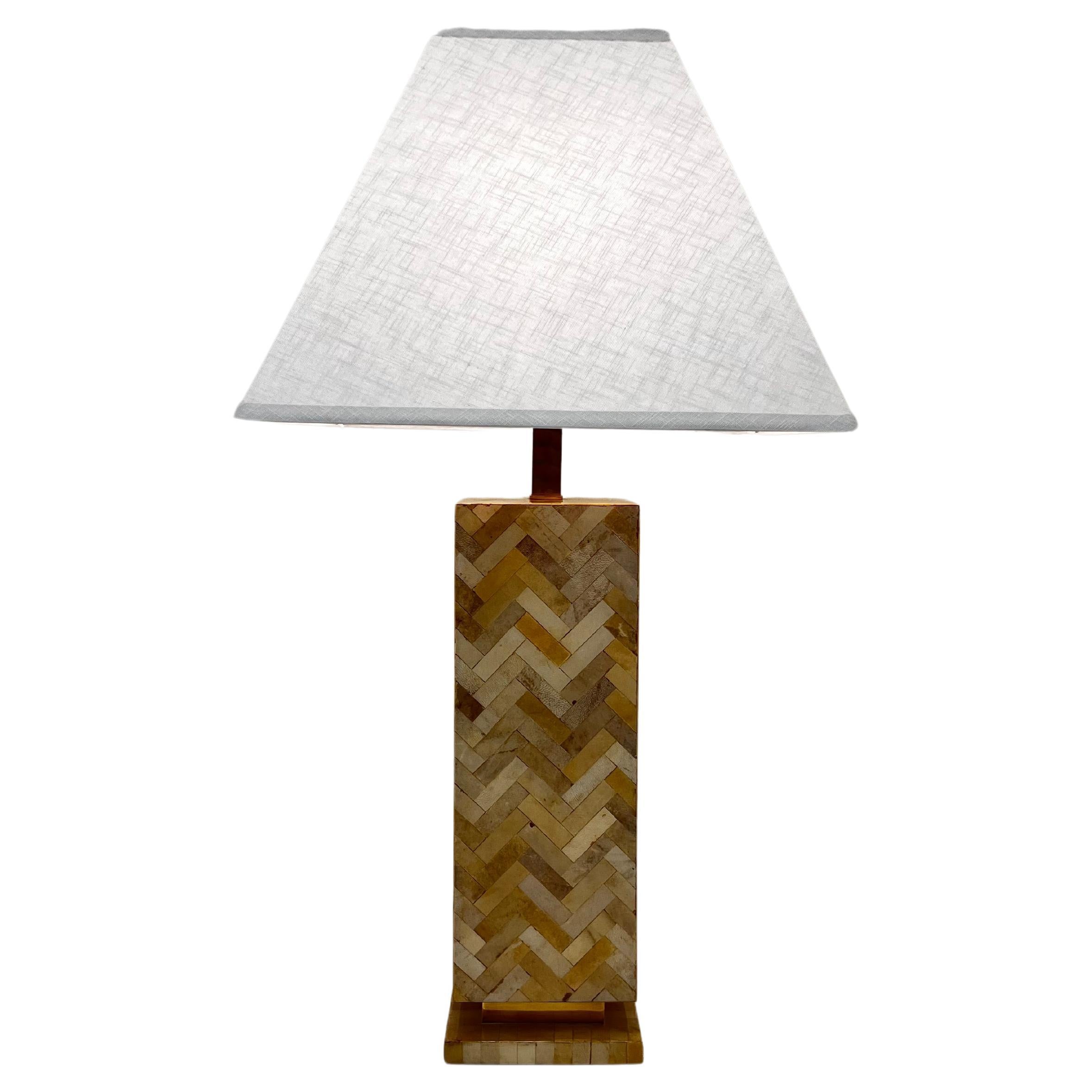 Goatskin Parchment and Brass Table Lamp by Enrique Garcel For Sale