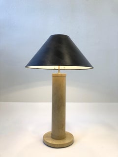 Lampada da tavolo in pelle di capra, pergamena e ottone di A.J. Robert Scott