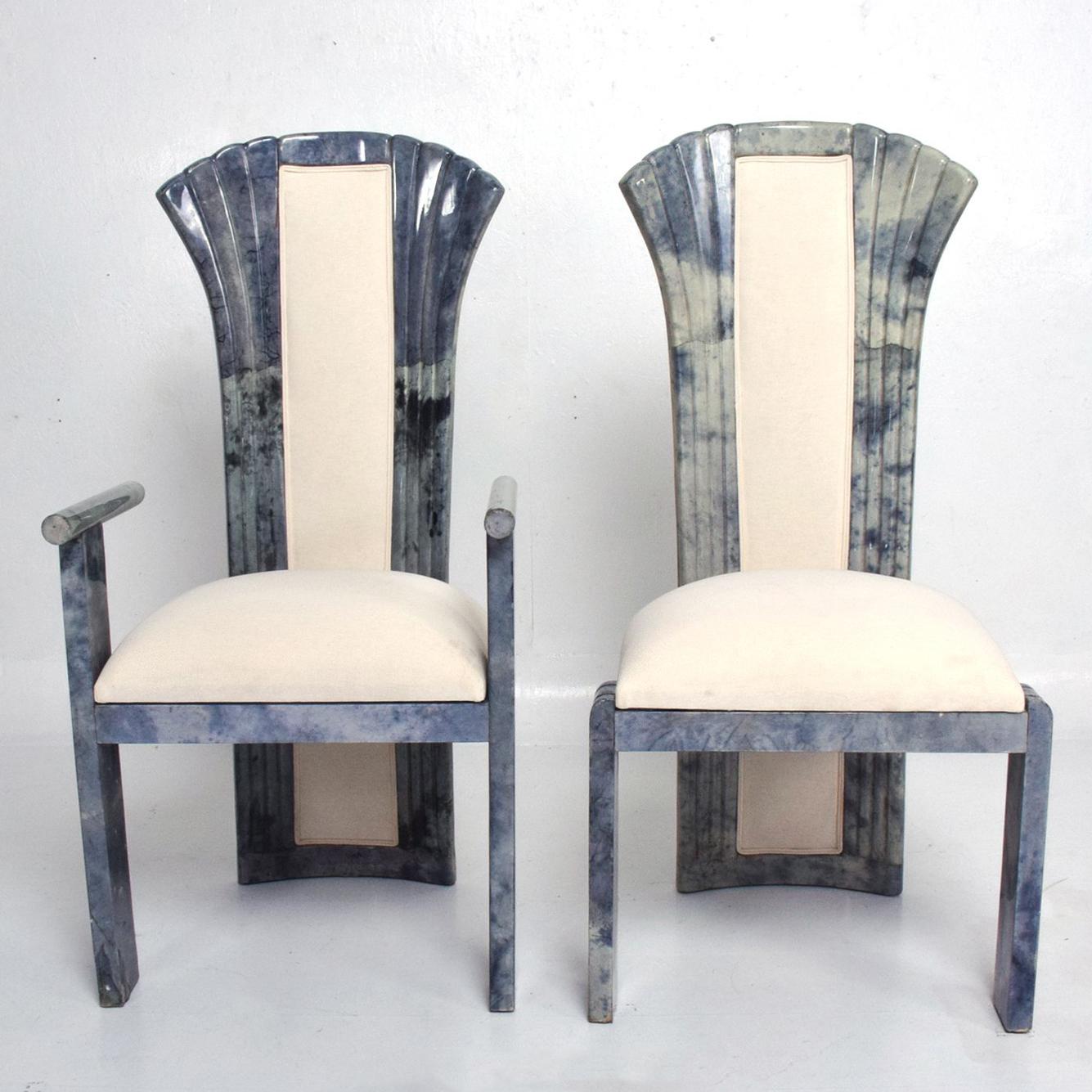Unknown Goatskin Parchment Dining Chairs Set of Ten, After Aldo Tura