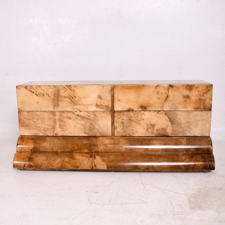 Goatskin Parchment Dresser, Credenza MidCentury Period after Aldo Tura