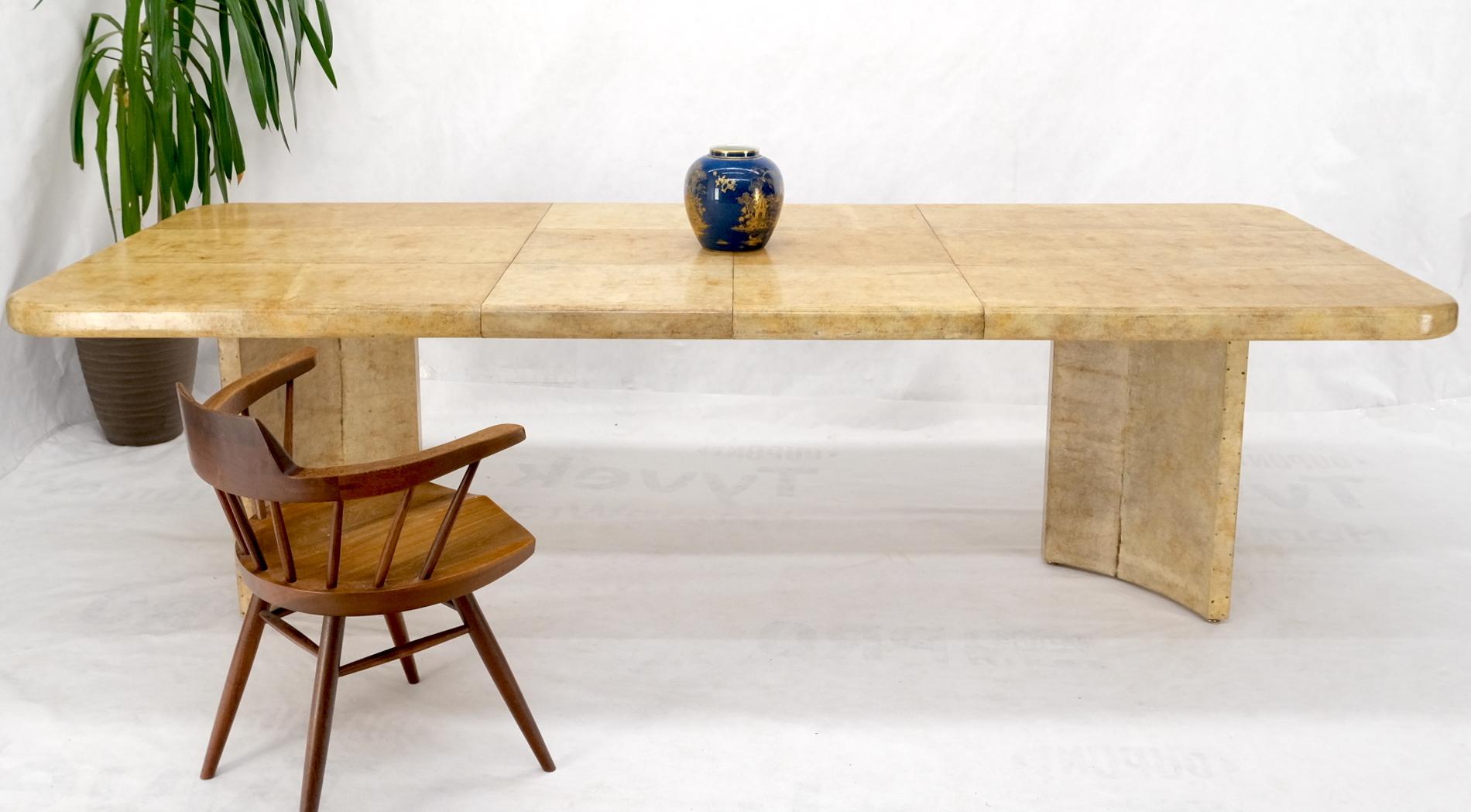 Goatskin Parchment Two Leaves Double Pedestal Dining Table Extension ...