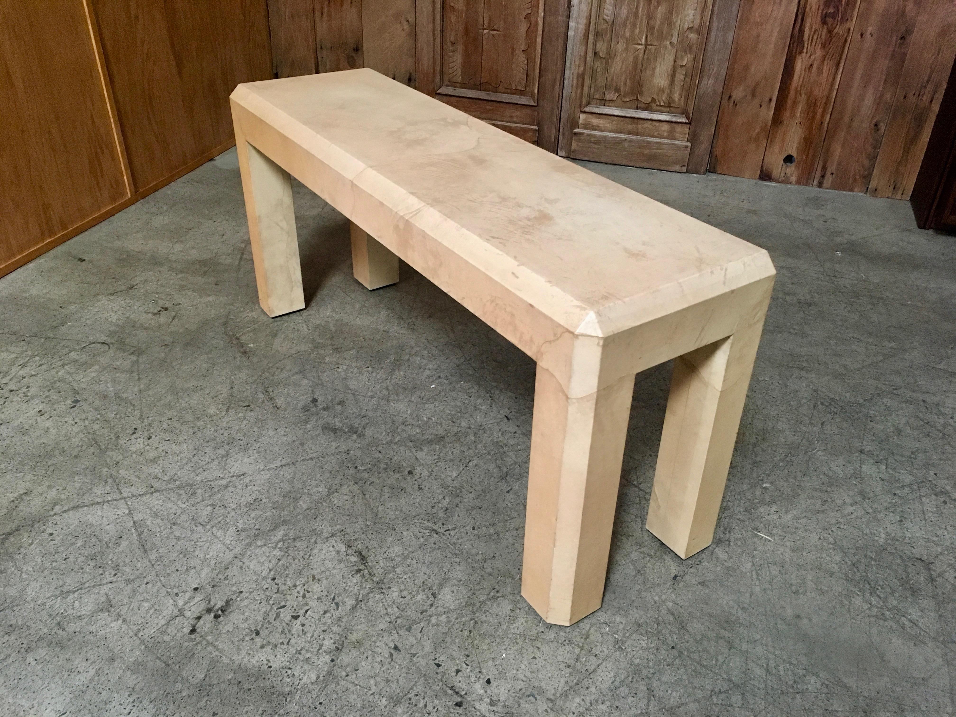 Goatskin Wrapped Console Table 7