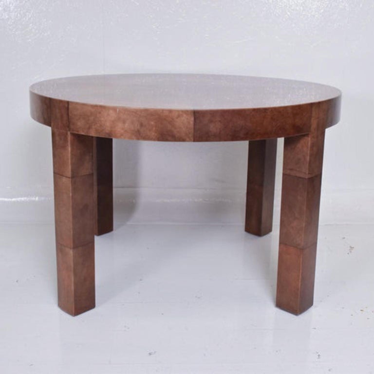 1960s Aldo Tura Intimate Round Dining Table Goatskin Wrapped Caramel Brown  Italy For Sale at 1stDibs | intimatetabular, intimate tabular,  intimatetabular.com