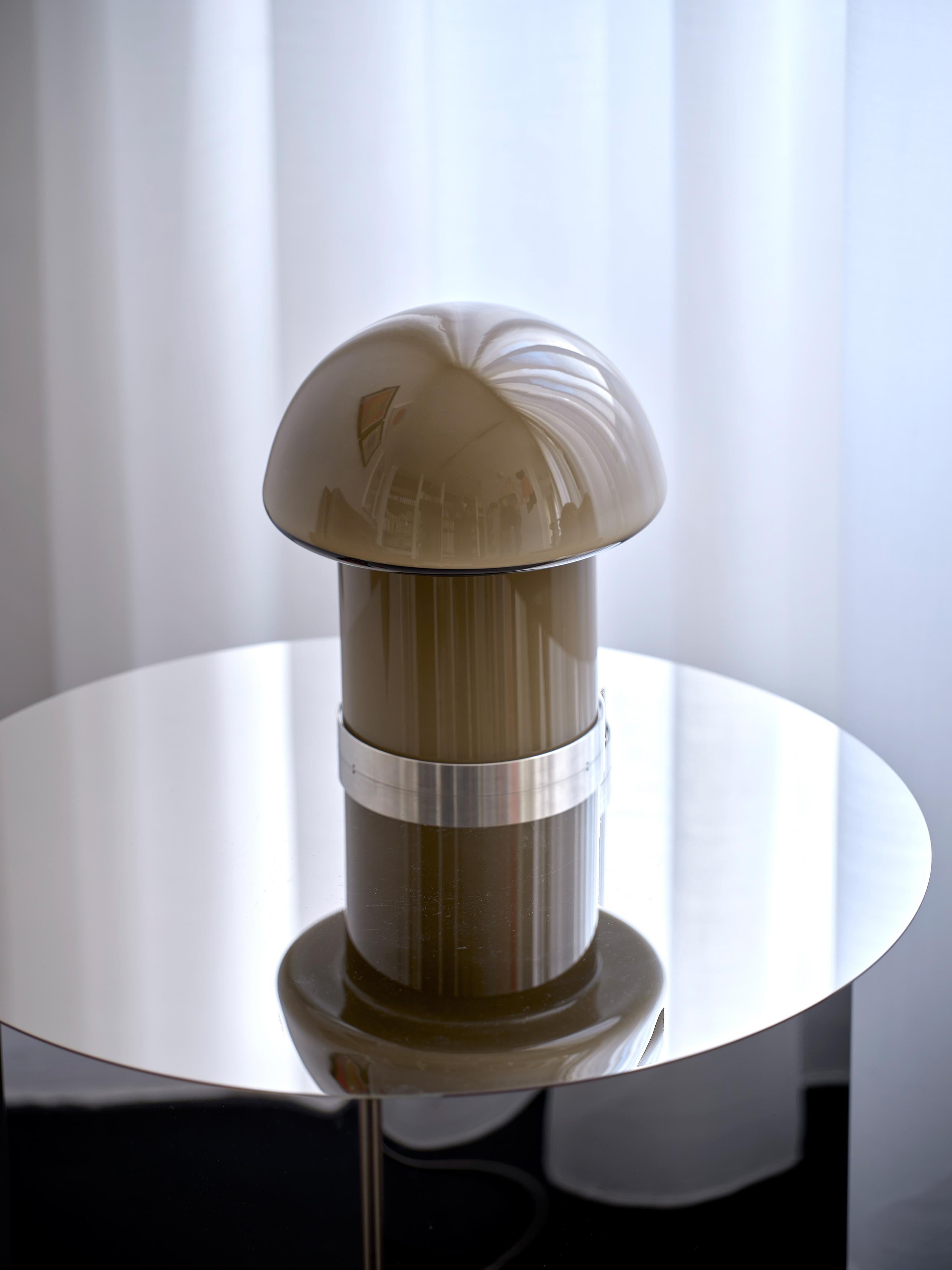 Hand-Crafted Goba Table Lamp 20 cm Clear Glass Bronze Brass, Sebastian Scherer NEO/CRAFT For Sale