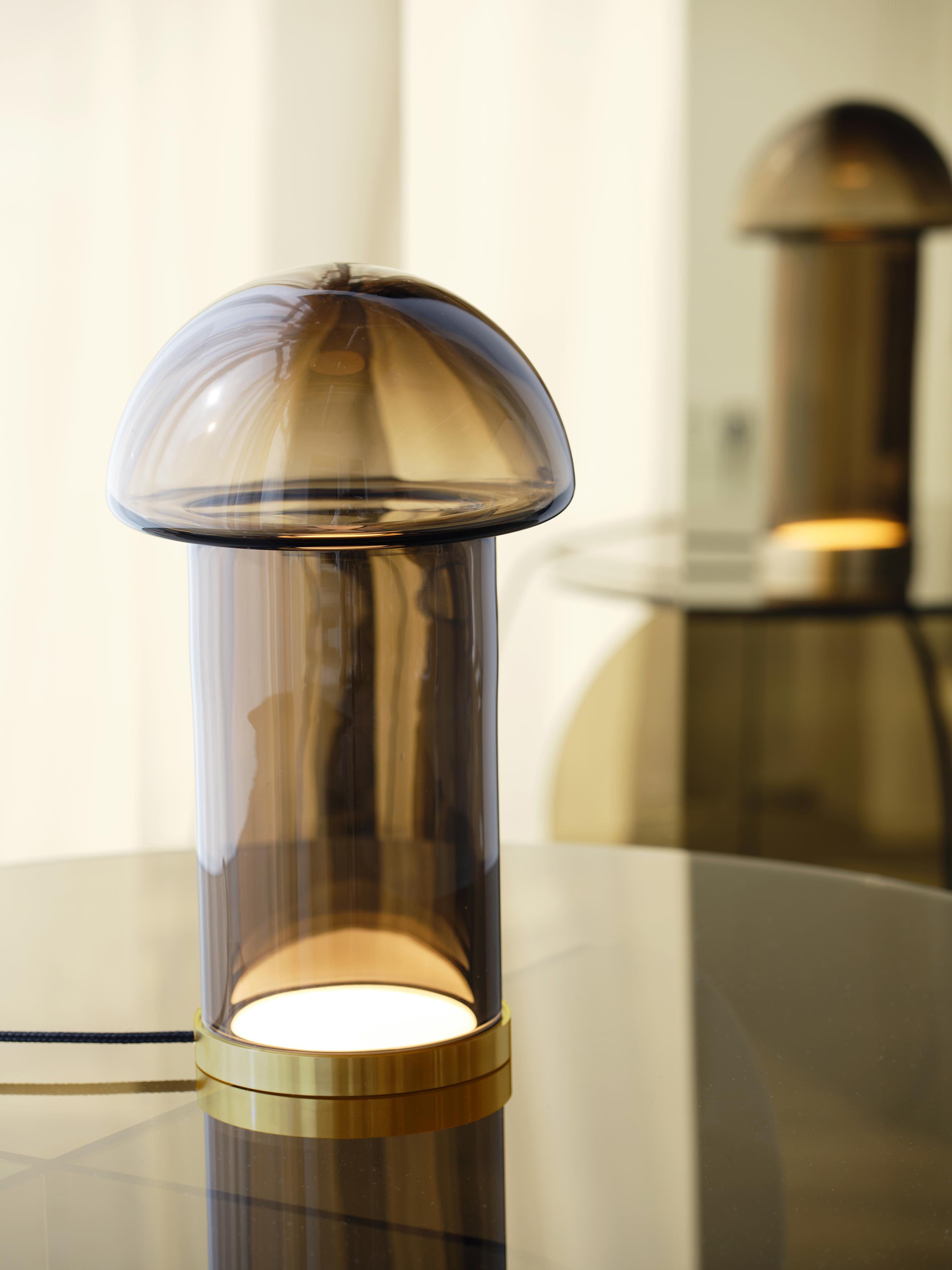 Goba Table Lamp 20 cm Clear Glass Bronze Brass, Sebastian Scherer NEO/CRAFT For Sale 1
