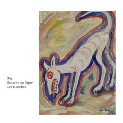 Vintage Dog, Gouache on Paper by Modern Indian Artist "In Stock"