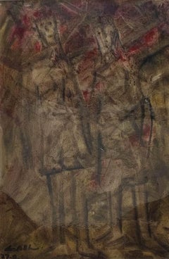 Ohne Titel, figurativ, Gouache auf Papier von Gobardhan Ash, „Auf Lager“