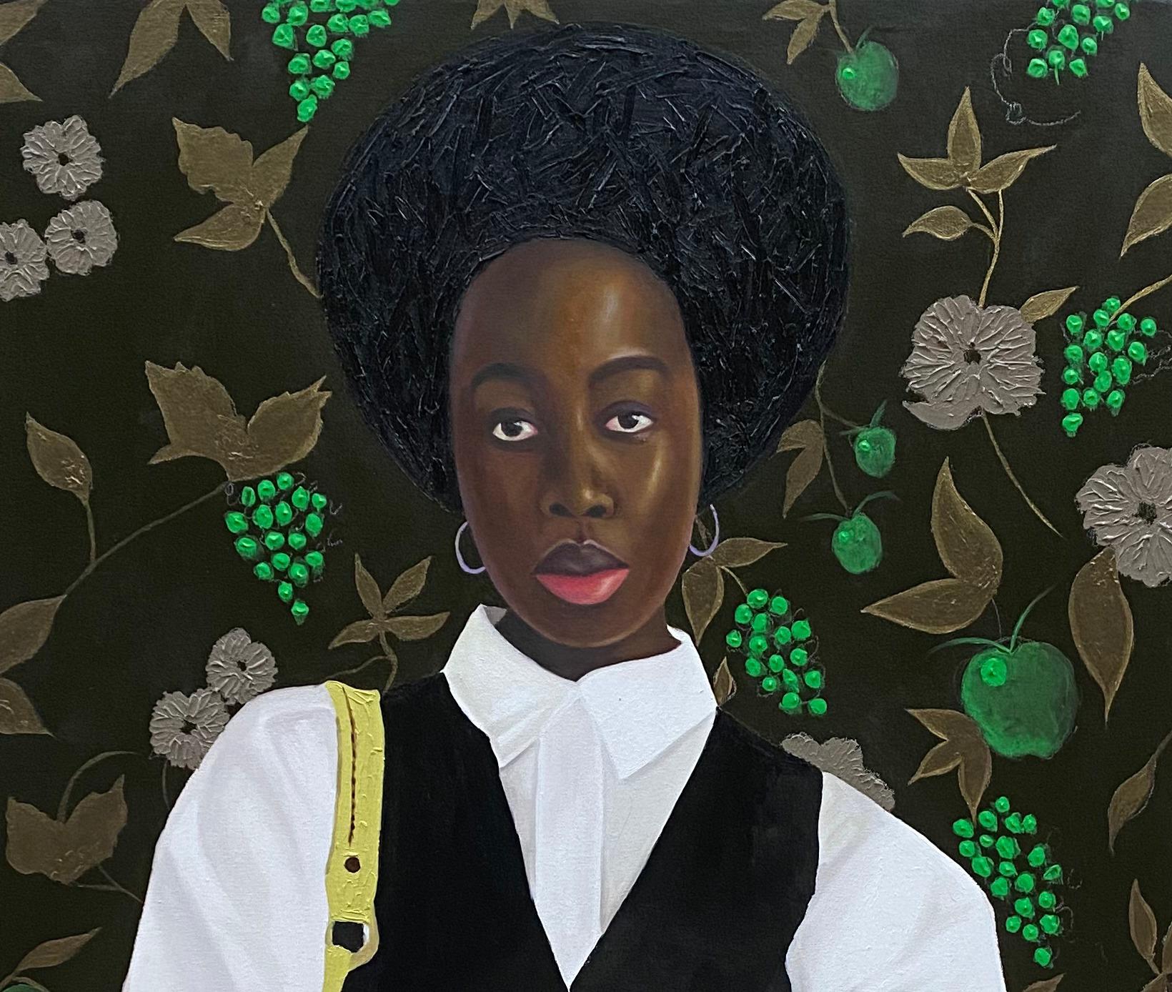 Actitud - Siglo XXI, Contemporáneo, Retrato Figurativo, África Mujeres Moda - Painting de Gobe Joseph