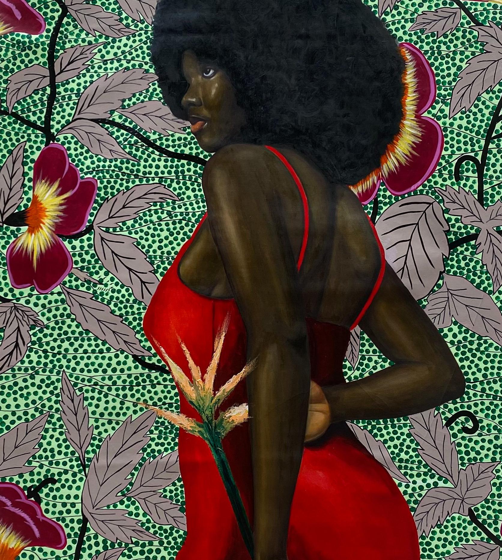 Blossoms of Strength 1 - - 21° secolo, Contemporaneo, Ritratto, Donna, Floreale in vendita 1