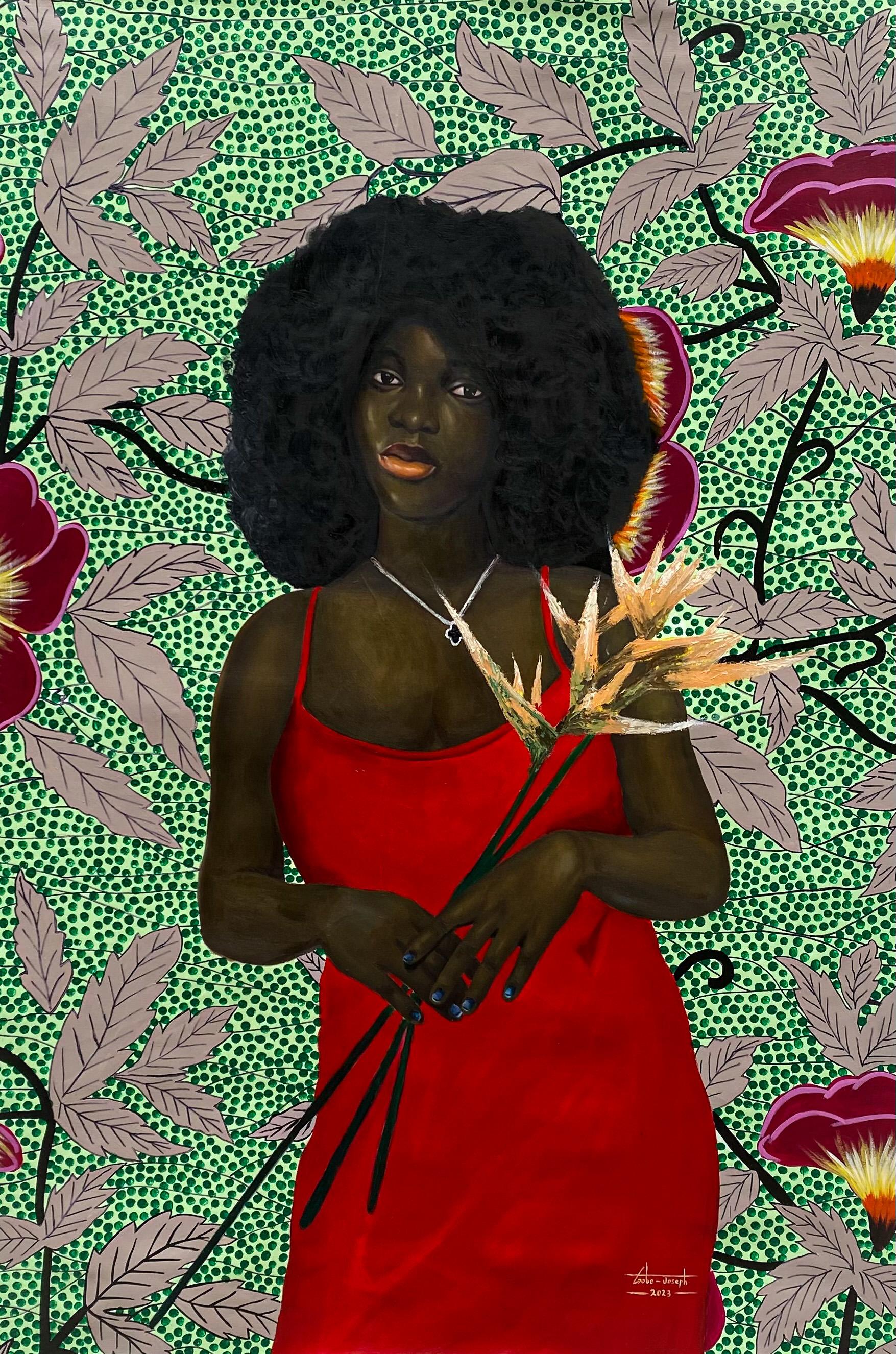 Gobe Joseph Portrait Painting - Blossoms of Strength 2 -21st Century, Contemporary, Figurative Painting, Women