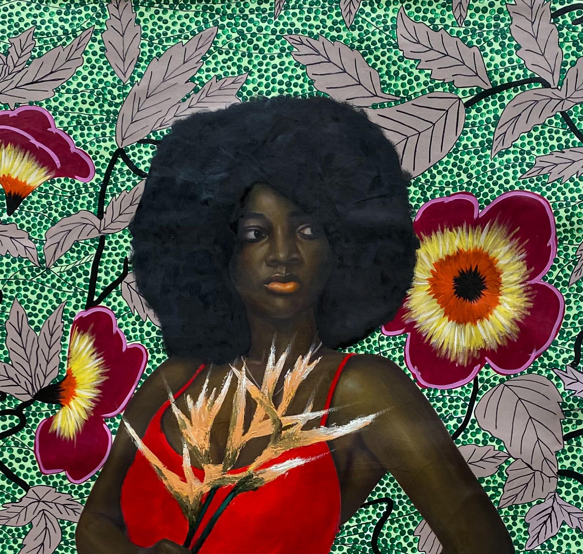 Flores de fuerza 3 -Siglo XXI, Contemporáneo, Pintura figurativa, Mujer - Painting de Gobe Joseph