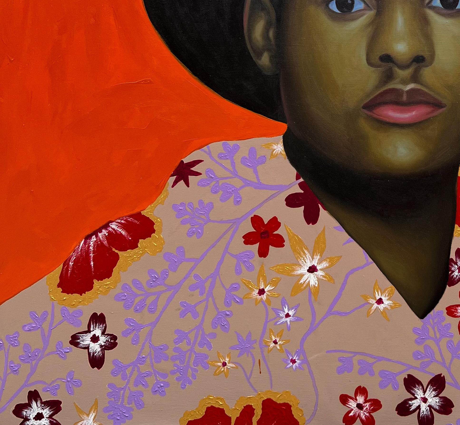 Ovie (King) - Brown Figurative Painting by Gobe Joseph