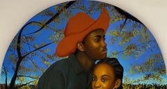 Perfect Duet -21st Century Contemporary, Figurative Portrait, Floral Mixed Media