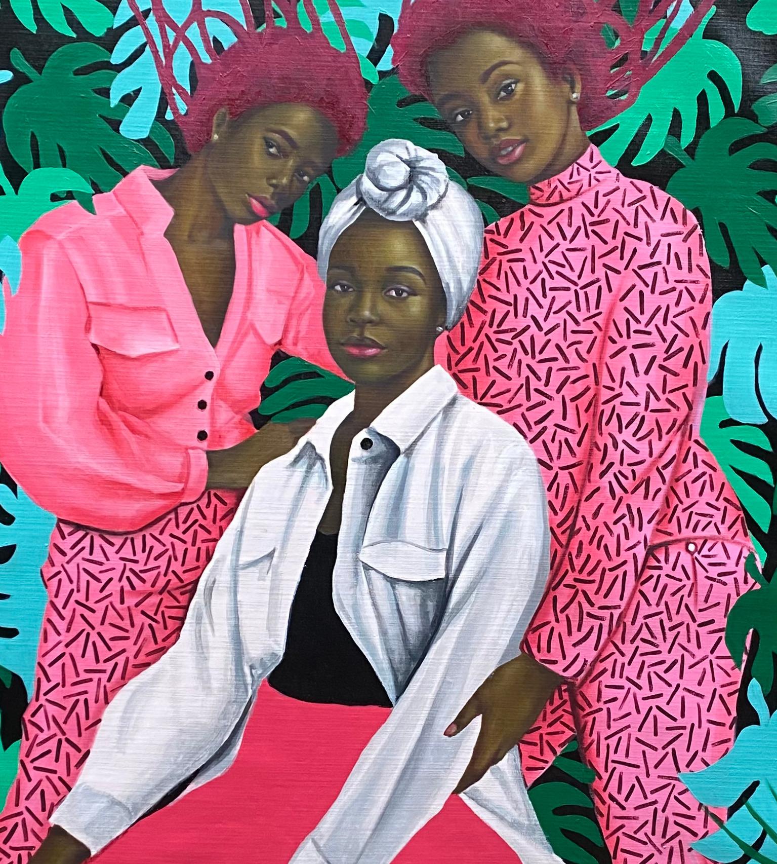 Sisters' Reunion -21st Century Contemporary, Figurative Portrait, Fashion, Women For Sale 1