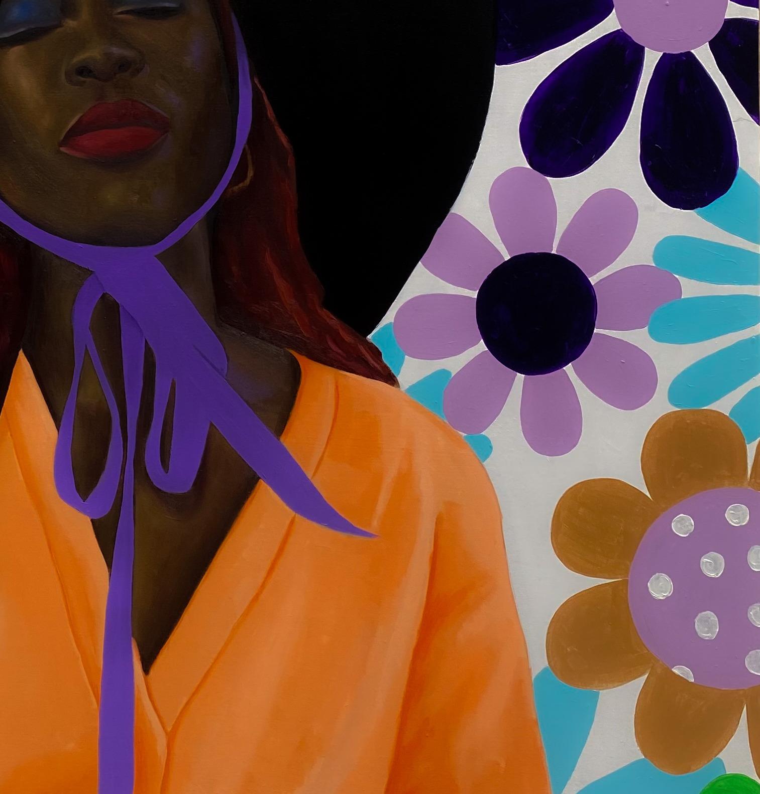 Solitudine - 21° secolo, Contemporaneo, Figurativo, Colorato, Donna con cappello in vendita 1