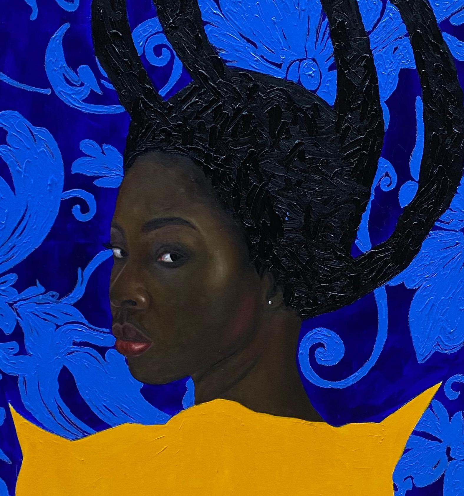 Fuerte y Audaz 3 - Siglo XXI, Contemporáneo, Figurativo, Mujer, Moda, Pelo - Portrait Painting Negro de Gobe Joseph