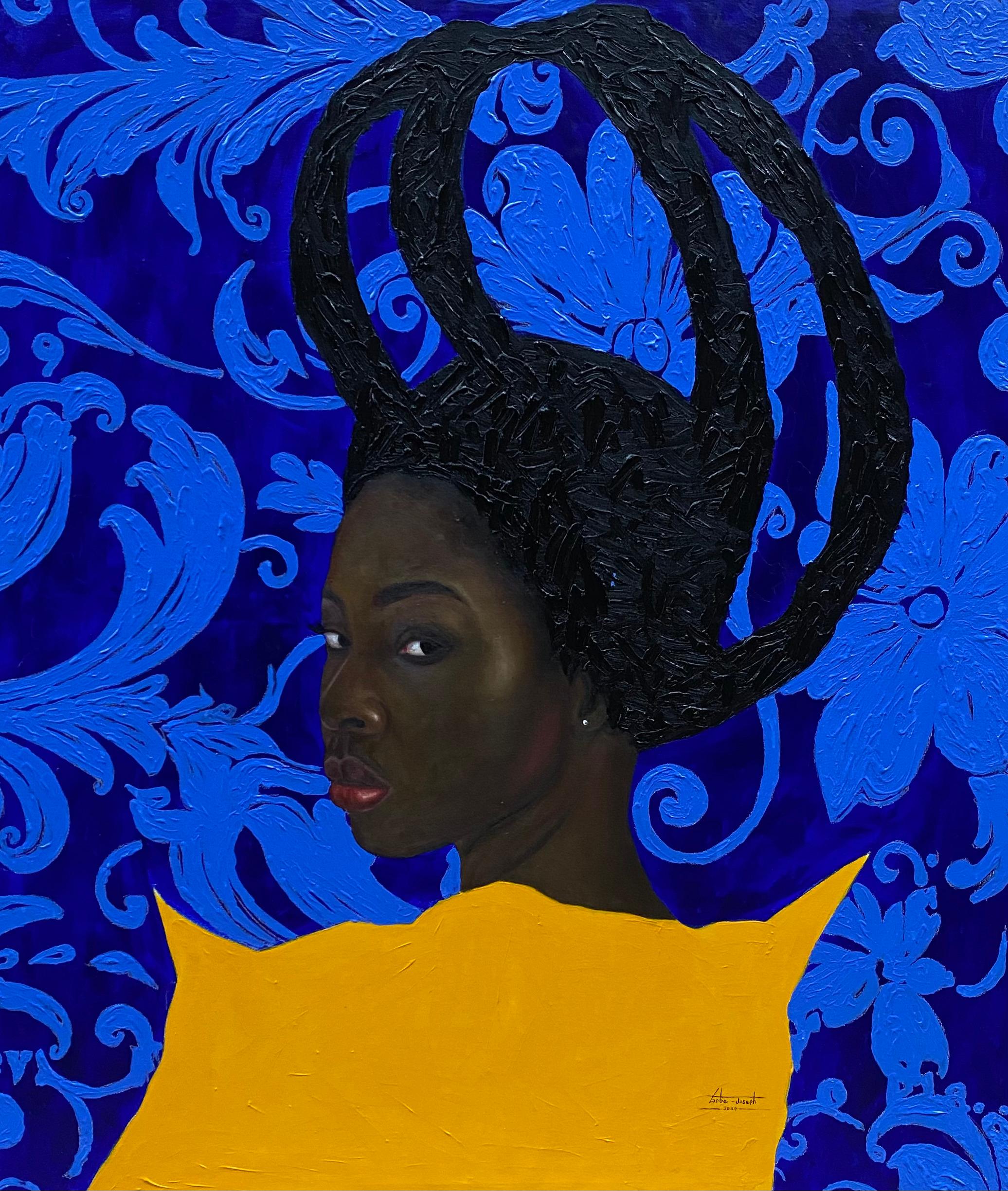 Portrait Painting de Gobe Joseph - Fuerte y Audaz 3 - Siglo XXI, Contemporáneo, Figurativo, Mujer, Moda, Pelo
