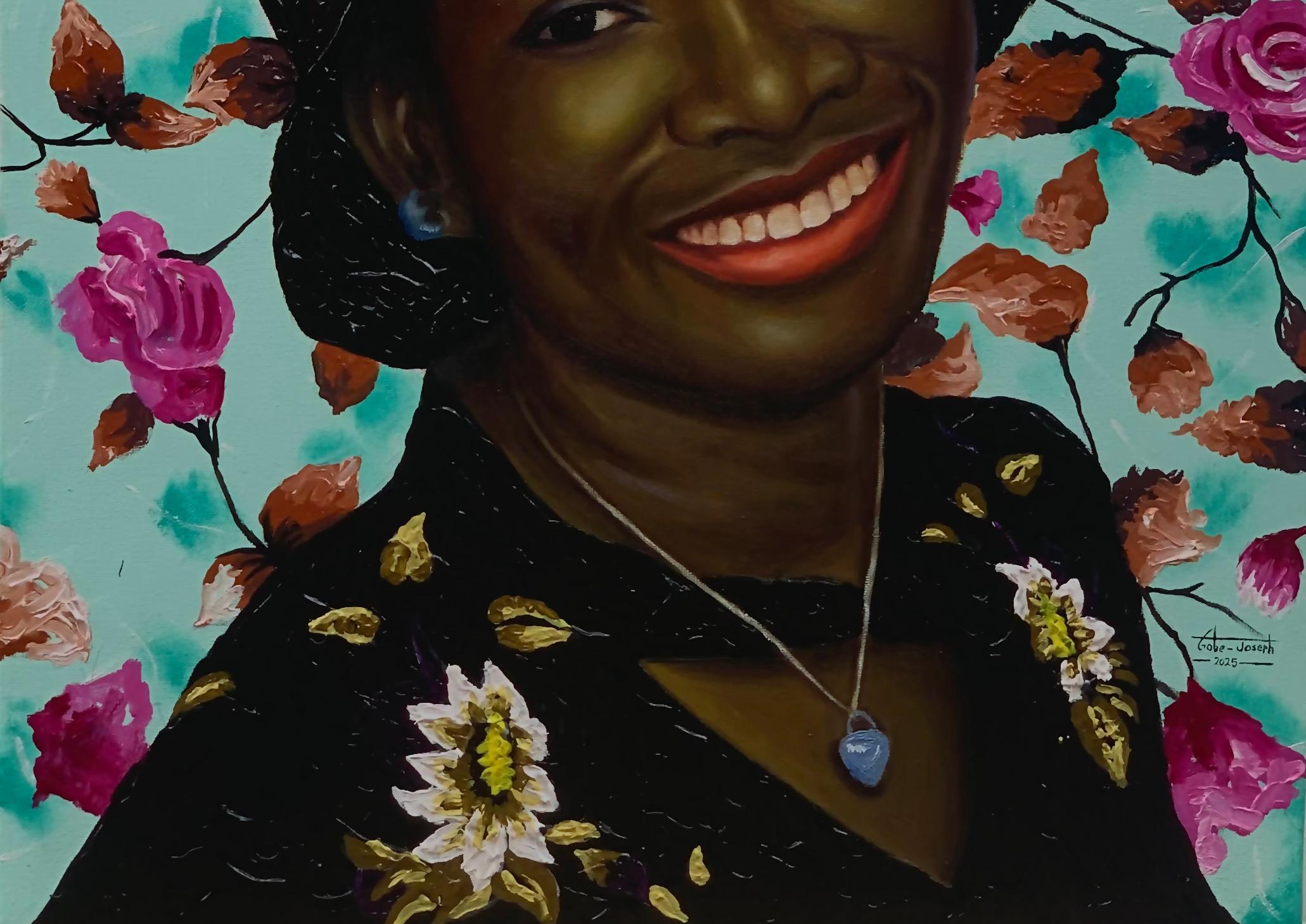 We All Have A Reason To Smile 1 - 21st Century Contemporary, Figurative, Fashion - Expressionist Painting by Gobe Joseph