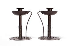 Chandeliers "Goberg" Acier, Fer, Patina, Rare, 1900, Art Nouveau, Paire