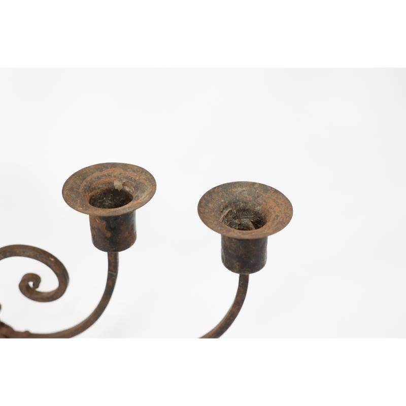 Goberg Germany Hugo Berger. Arts & Crafts five branch handmade iron candelabra. For Sale 6