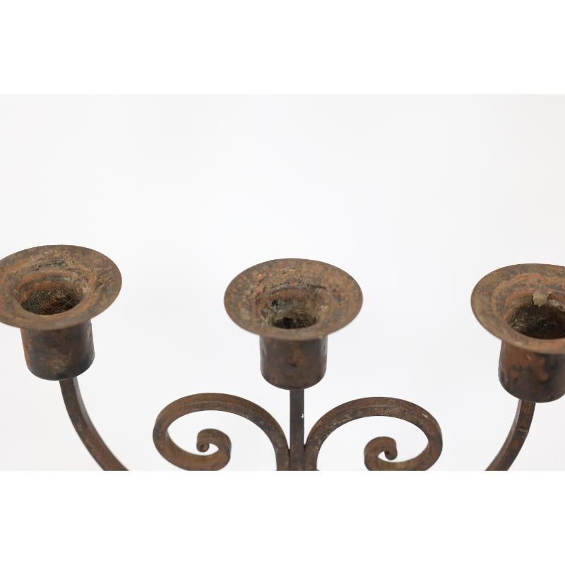 Goberg Germany Hugo Berger. Arts & Crafts five branch handmade iron candelabra. For Sale 4